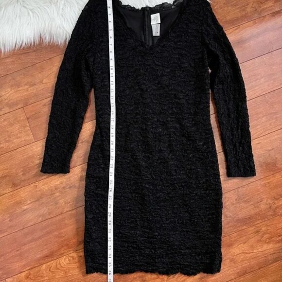 Reflections by Spiegel Black Long Sleeve V-Neck Lace Dress - Picture 5 of 12